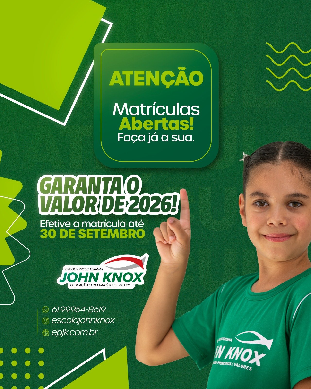 MATRÍCULAS ABERTAS! O futuro do seu filho(a) começa com uma escolha feita hoje. 