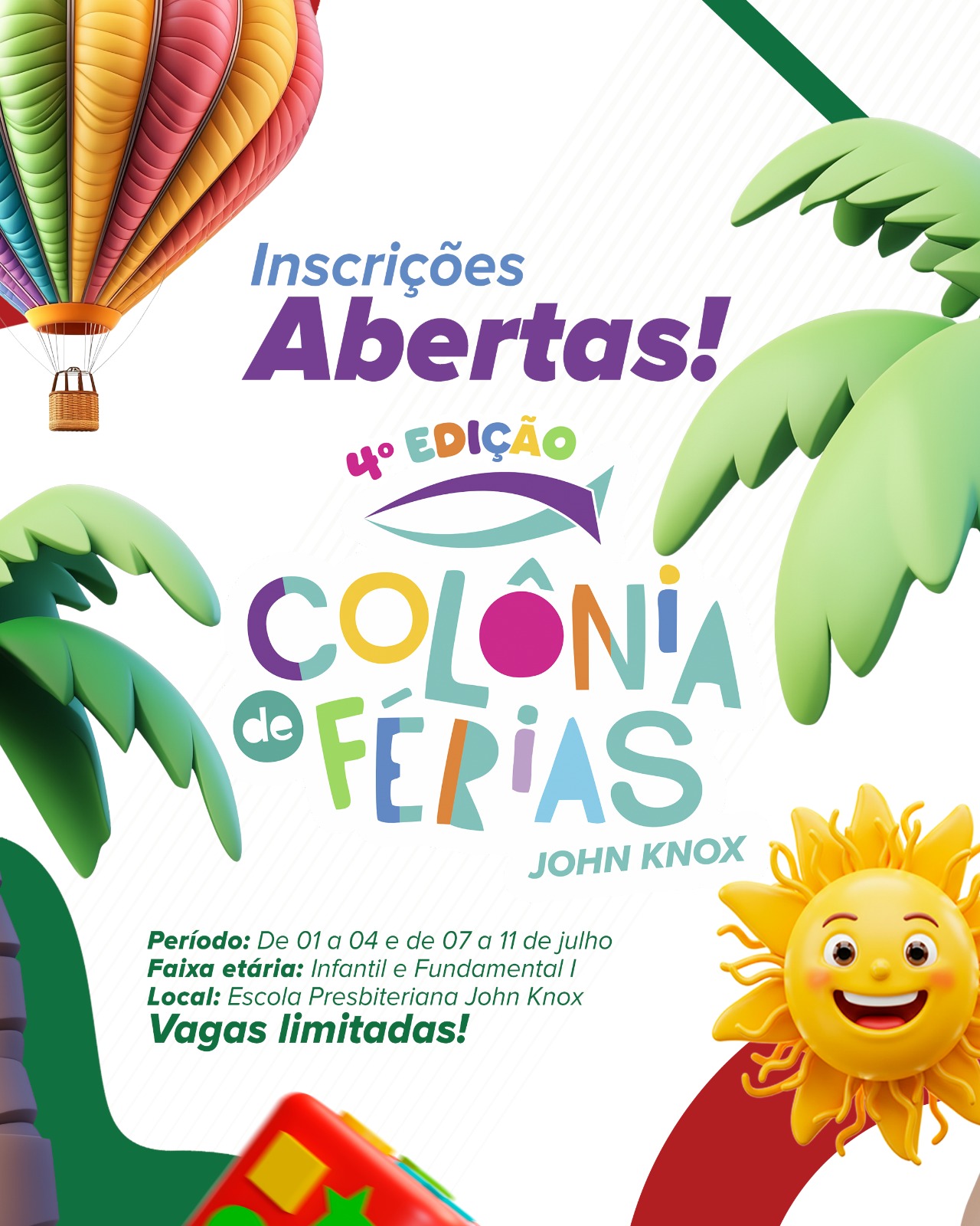É oficial: as inscrições para a nossa Colônia de Férias estão ABERTAS!